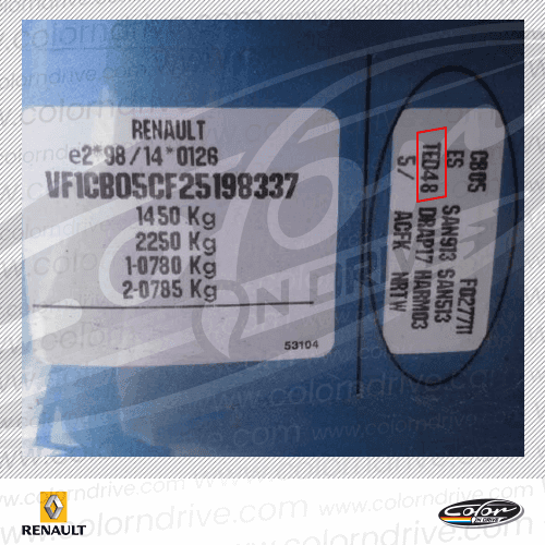 RENAULT Farbcode-Etikett Beispiel 1